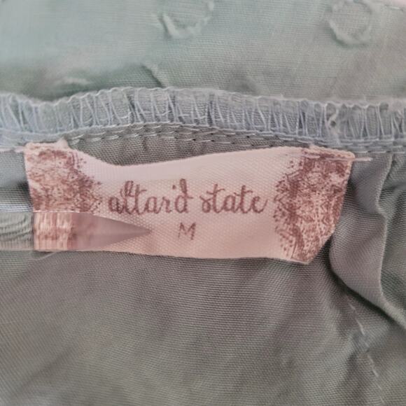 Altar'd State Sz M Mint Green Vilette Dress Boho Back Lace Up Swiss Dots Ruffles - Picture 3 of 8